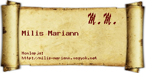 Milis Mariann névjegykártya